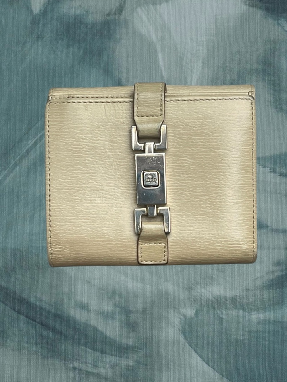 Gucci Jackie piston-lock bifold Beige Leather wallet